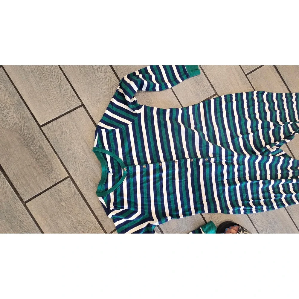 Old Navy Match the Fam Striped Union Suit Pajamas Green Navy Blue XL